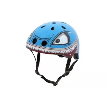 Hornit Shark børnecykelhjelm med LED-lys, blå/grå, 48-53 cm