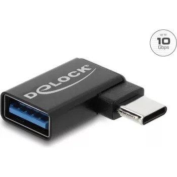 Delock USB 10 Gbps USB Type-C™ han til USB Type-A hun adapter, venstrevinklet