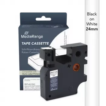 MediaRange Dymo D1 mærkebåndskassette 24 mm x 7 m sort på hvid (S0720930/53713)