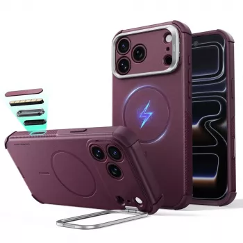 ESR Cyber Tough Kickstand MagSafe-cover til iPhone 17 Pro / 18 Pro – Deep Burgundy