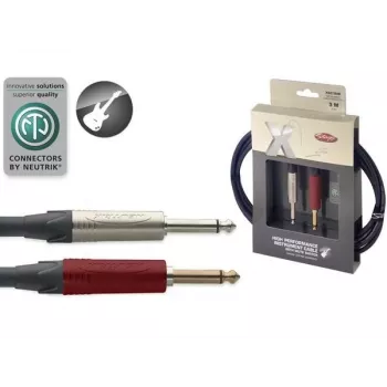 Stagg XGC3SW 3m instrumentkabel med 1/4 inch TS til 1/4 inch TS, sort