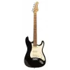 Stagg SES-55 BLK el-guitar - massivt elletræskorpus, ahornhals, SSS-pickup, sort