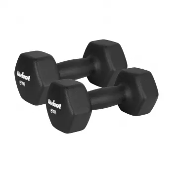 REBEL ACTIVE støbejerns-neopren-håndvægtsæt 2x8kg, mørkegrå