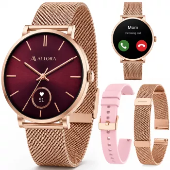 3MK PROTECTION Smartwatch Altora Vivid Lady – AMOLED, puls, SpO2, IP68, lyserødt silikonebånd