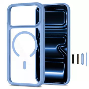 TECH-PROTECT MAGONE MagSafe klar cover med 2-pak skærmbeskyttelsesglas til iPhone 17 Pro Max / 18 Pro Max – lyseblå