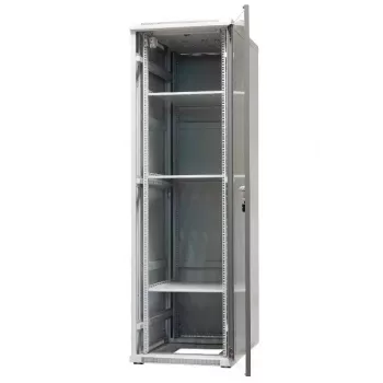 EMITER EmiterNet Top 42U fritstående netværksskab, 600x1000x1980 mm, Glasfrontdør, sort EM/SH05D-6042