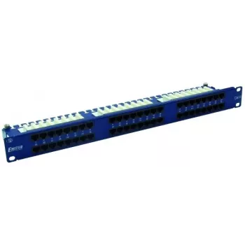 EMITERNET 48-port RJ45 UTP Cat.6 patchpanel 1U med kabelstyringsskinne, blå