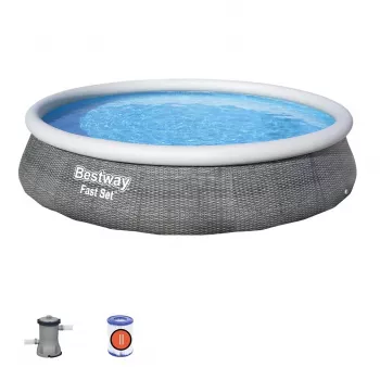 Bestway Fast Set 57376 Opstilningspool Rund 7340 L grå