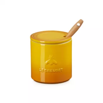 LE CREUSET honningkrukke med ske 420 ml stentøj gul