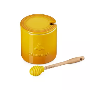LE CREUSET honningkrukke med ske 420 ml stentøj gul