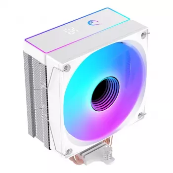 Rampage Octagon B70 CPU-luftkøler, 120 mm ARGB, temperaturdisplay, hvid