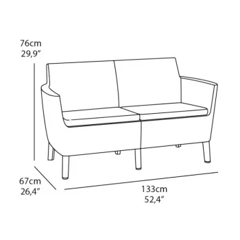 KETER Salemo 2-personers sofa brun
