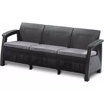 KETER Corfu Love Seat Max tredobbelt havesofa grå