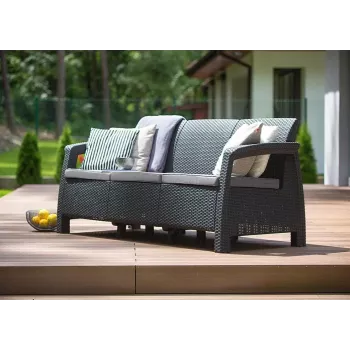 KETER Corfu Love Seat Max tredobbelt havesofa grå