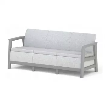 KETER havesofa trepersoners Scandi Linea 3-personers sofa lysegrå/mørkestålgrå