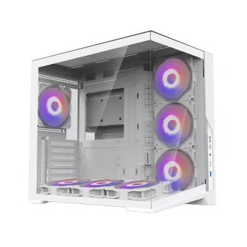 Zalman D40 White ATX mid-tower-kabinet med 7 ARGB-blæsere og hærdet glas