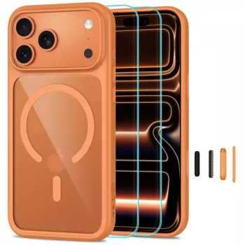 TECH-PROTECT MAGONE MAGSAFE CC + GLAS 2-PAK IPHONE 17 PRO MAX / 18 PRO MAX COSMIC ORANGE/CLEAR