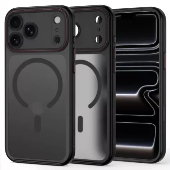 TECH-PROTECT MAGCAM MAGSAFE IPHONE 17 PRO MAX / 18 PRO MAX MAT SORT/RØD