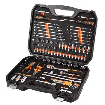 NEO TOOLS topnøglesæt 1/2, 1/4, 95 stk., CrV, EVA-skum