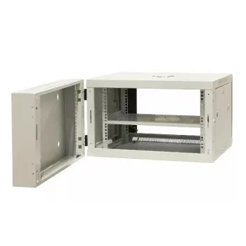EMITER EM/AH6506 19 inch 6U vægmonteret netværksskab, hærdet glasdør, 600×550×370 mm, sort