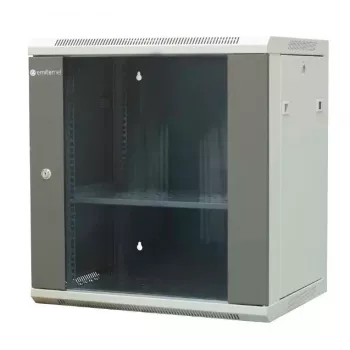 EMITER EM/AP6412 12U vægmonteret netværksskab 600x450x635 mm glasfront sort
