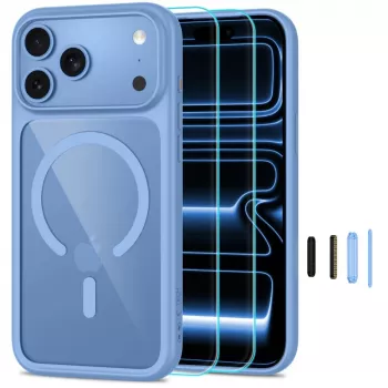 TECH-PROTECT MAGONE MAGSAFE CC + GLAS 2ER-PACK IPHONE 17 PRO / 18 PRO lyseblå/klar