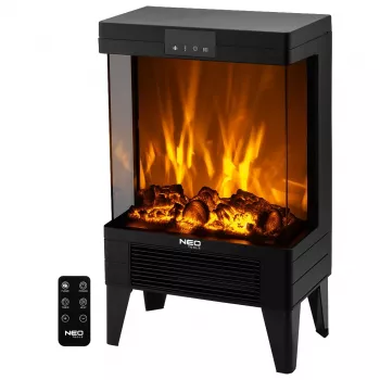 NEO TOOLS 90-159 elektrisk pejs 2000W med 3D LED-flameeffekt, sort
