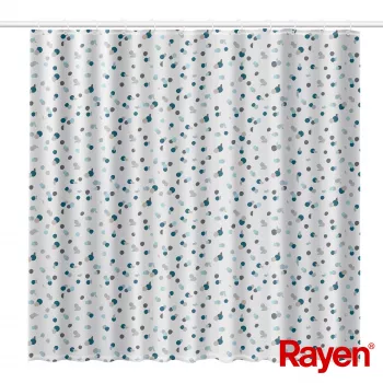 RAYEN Bruseforhæng 180x200cm hvid/blå, polyester
