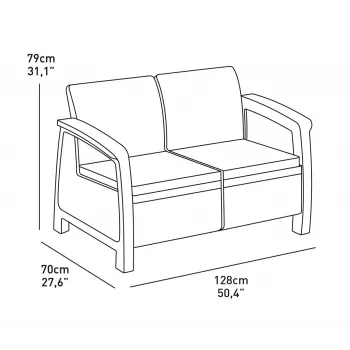 KETER havesofa dobbelt Corfu Love Seat brun