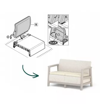KETER havesofa 2-personers Scandi Linea 2-personers sofa grusgrå/lysbeige