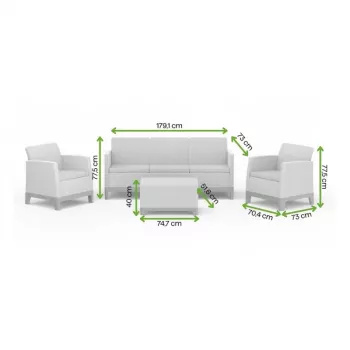 KETER Garden furniture set Scandi Forma 3 Seater Set light grey/dark steel grey