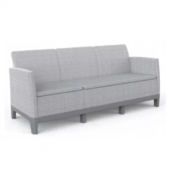 KETER havesofa 2-personers Scandi Form 3-personers sofa lysegrå/mørkestålgrå