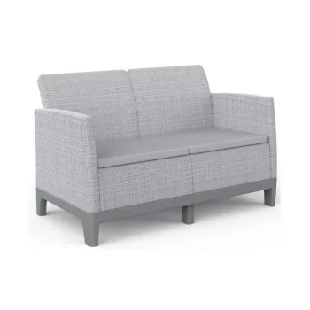 KETER havesofa 2-personers Scandi Form 2-personers sofa lysegrå/mørkestålgrå