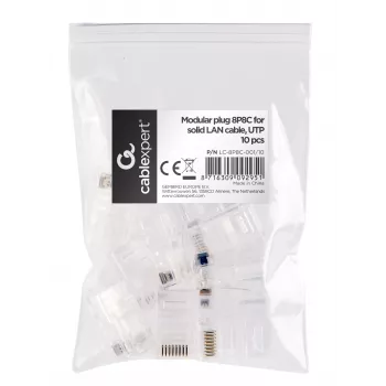 Gembird Cablexpert universelt gennemstik-modulstik UTP 8P8C RJ45, til ledere op til 24 AWG, 10 stk. pr. pose (LC-PTU-01/10)