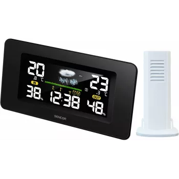 SENCOR SWS 5270 vejrstation med trådløs udendørssensor, farve-LCD, radiostyret ur