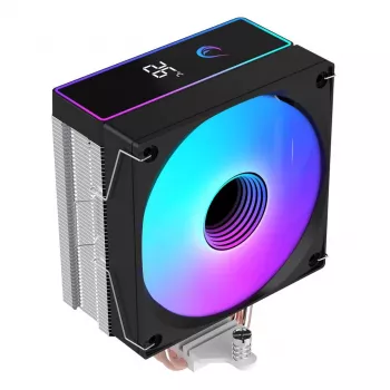 Rampage Octagon B70 CPU-luftkøler, 120 mm ARGB, temperaturdisplay, sort