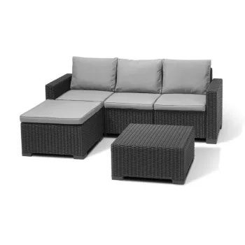 KETER havehjørnebænk og bord California Chaise Lounge grå