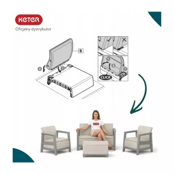 KETER Garden furniture set Scandi Linea 2 Seater Set pebble grey/light beige
