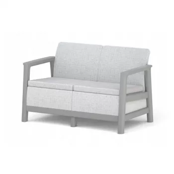KETER havesofa tosæder Scandi Linea 2-personers sofa lysegrå/mørkestålgrå