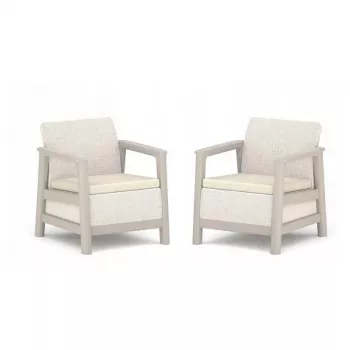 KETER havestole 2 stk. Scandi Linea kiselgrå/lysbeige