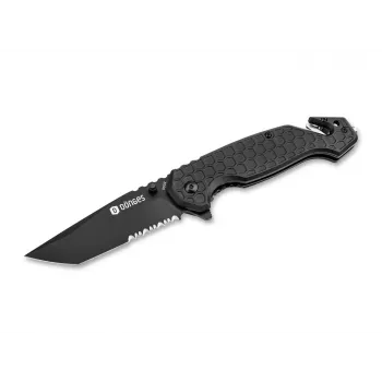 Dönges Basic Tactical Folding Knife 01DG003 Black Stainless Steel Drop Point Combination Edge