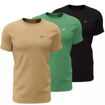 Herre T-shirt 4F M4481 3-pak beige, grøn, sort 4FWSS26TTSHM4481 92S 3XL