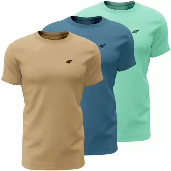 Herre T-shirt 4F M4481 3-pak beige, blå, mint 4FWSS26TTSHM4481 91S S