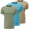 Herre-T-shirt 4F M4481 3-pak grøn, blå, beige 4FWSS26TTSHM4481 90S XL