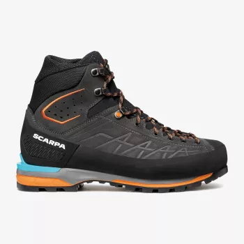 Scarpa Zodiac Tech GTX Mountaineering Boots, GORE-TEX Performance Comfort, Perwanger Leather, Vibram Mont Sole, Anthracite/Tonic Orange, EU 44