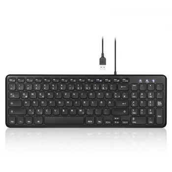 Perixx PERIBOARD-213 DE B kablet USB-tastatur, tysk layout (QWERTZ), sakseknapper, sort