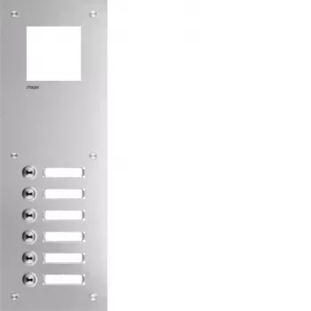 Hager RTQ106X samtaleanlæg frontplade Mono 6 knapper hvid
