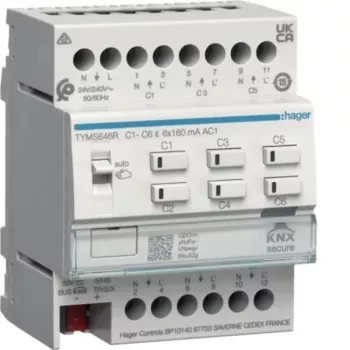 HAGER TYMS646R varmeaktor 6-kanal KNX Secure med controller