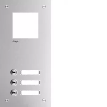 Hager RTQ103X frontplade til samtaleanlæg Mono, 3 opkaldsknapper, sølv eloxeret aluminium