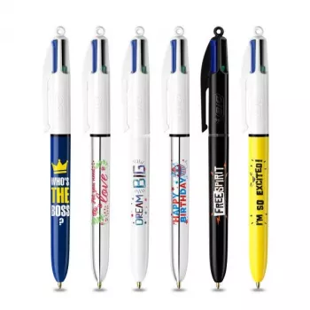 BIC 4 Colours kuglepen 6-pak, blåt hus, 4 blækfarver (blå, rød, grøn, sort), 1,0 mm mellem spids 9926071